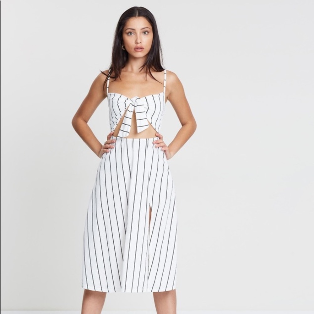 NWT Missguided striped cut out midi dress size 6